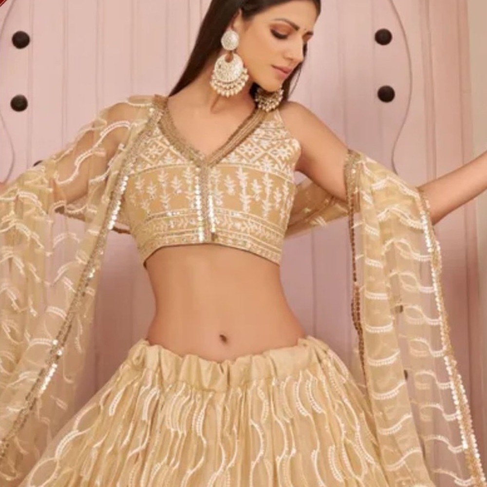 Gold Tan Elegant & Festive | Lehenga Choli Sari Saree Dupatta